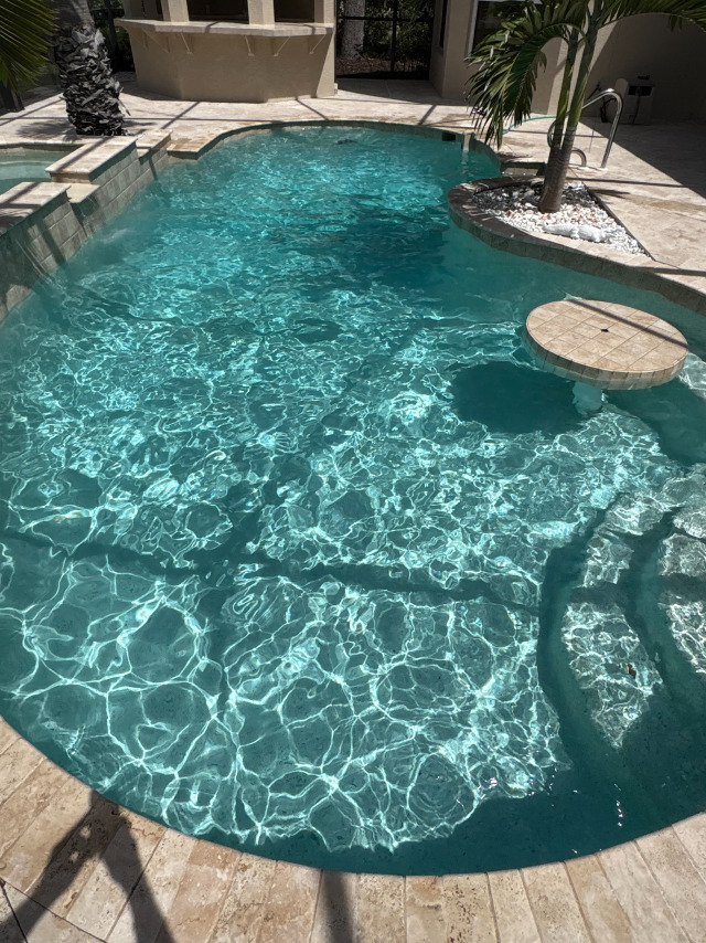 sparkling clean blue pool water